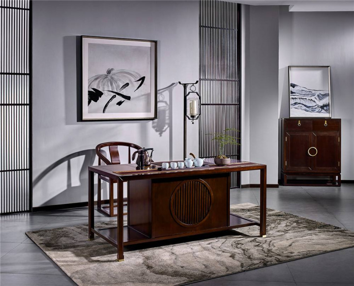 老榆木茶边柜细节