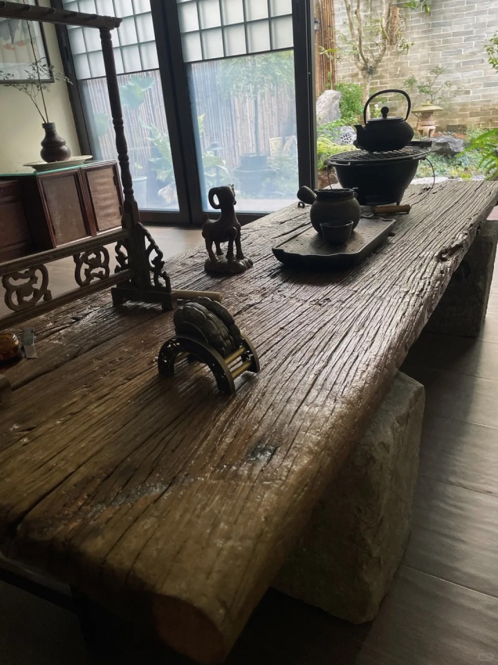 老榆木茶几实景