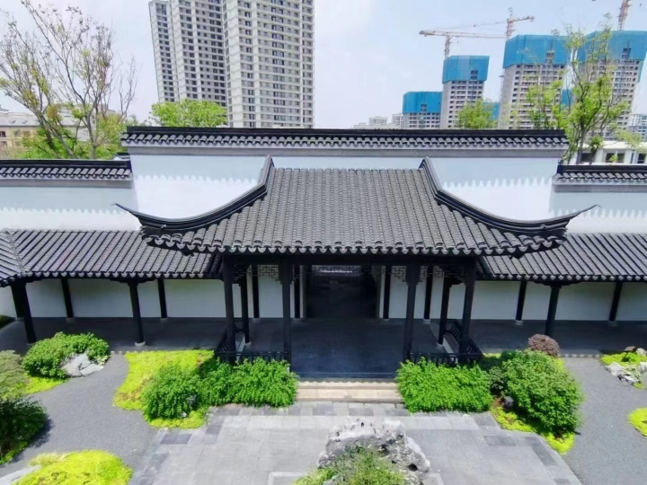 中式铝合金仿古门窗整体建筑效果