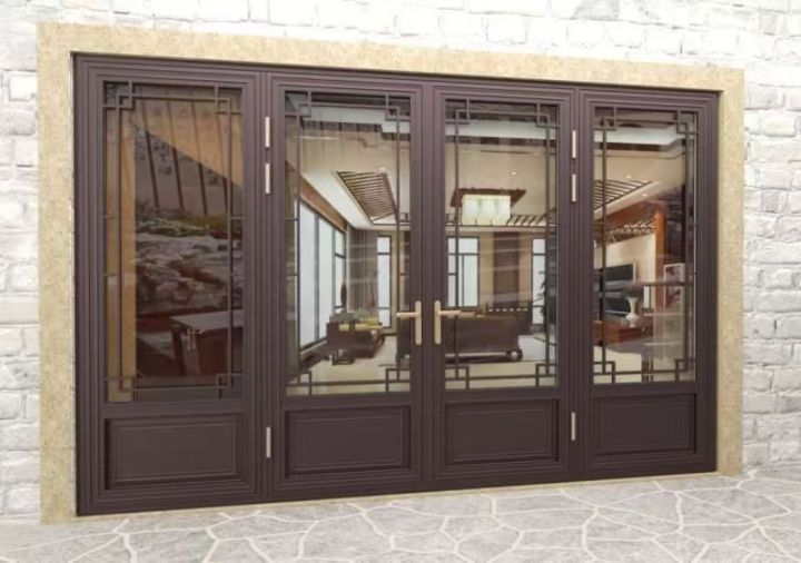 中式庭院铝合金仿古门实景图