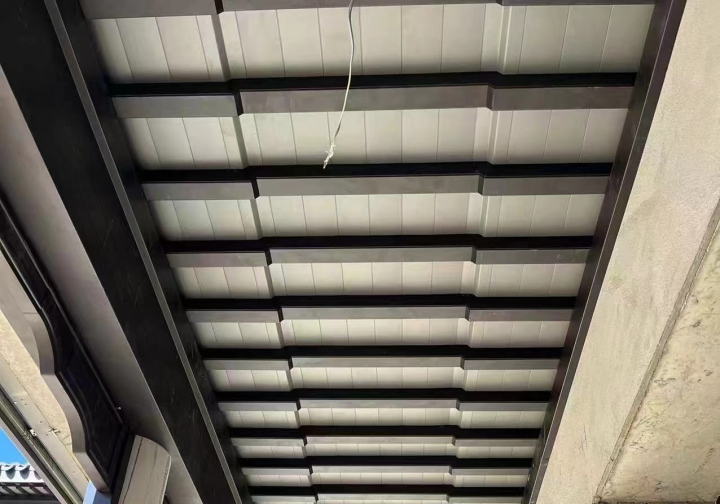 中式铝代木仿古构件细节特写