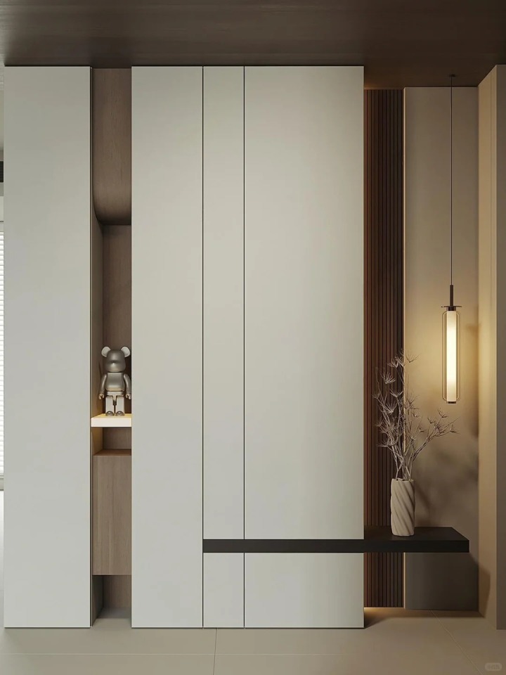 一体化定制鞋柜完美融入现代家居玄关