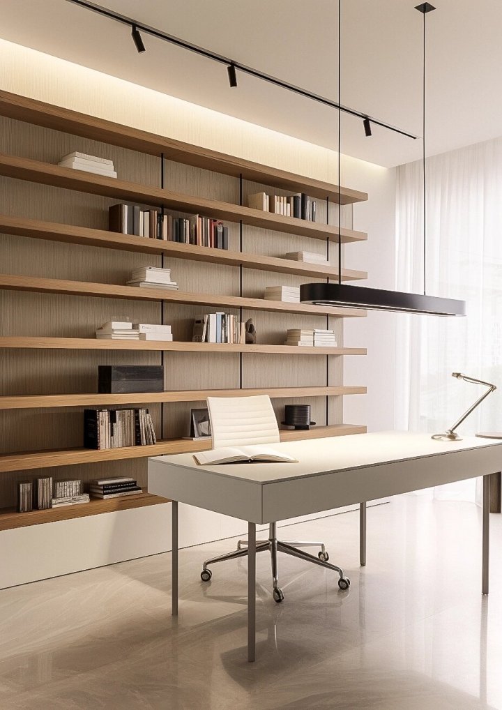现代简约风格定制书柜,展示空间美学与强大收纳功能