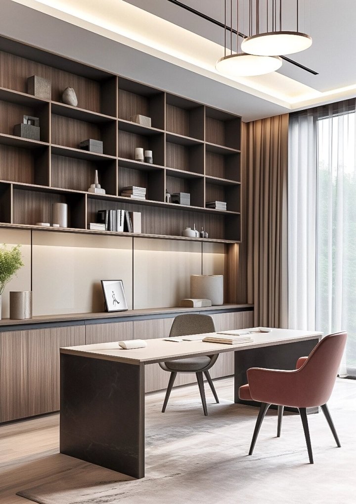 一体化家居空间中的定制书柜