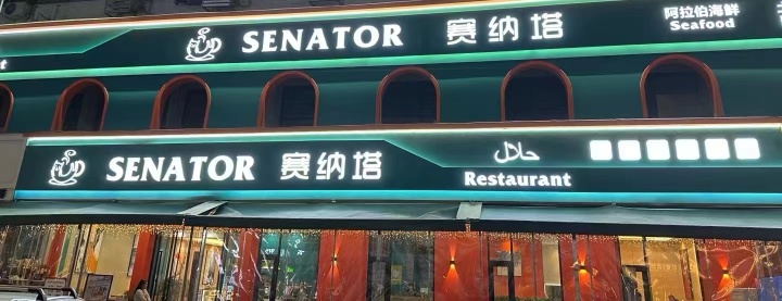 赛纳塔餐厅内部环境，展现阿拉伯风情与绿植点缀的典雅空间