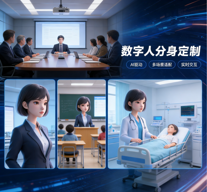 AI数字人多场景应用示意图