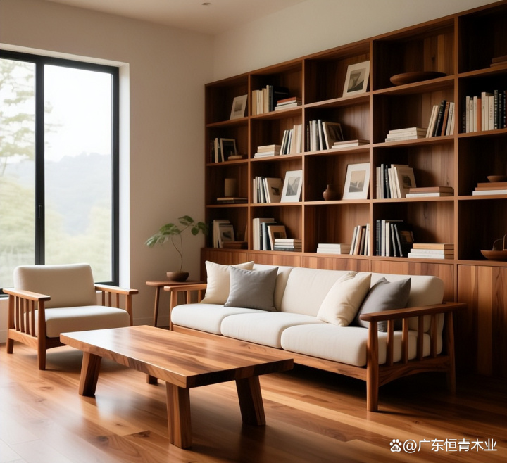 现代家居空间中的老榆木实木家具展示