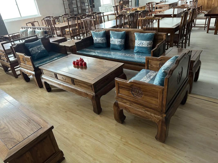 老榆木茶道桌细节纹理