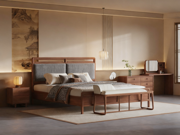 新中式卧室空间整体效果