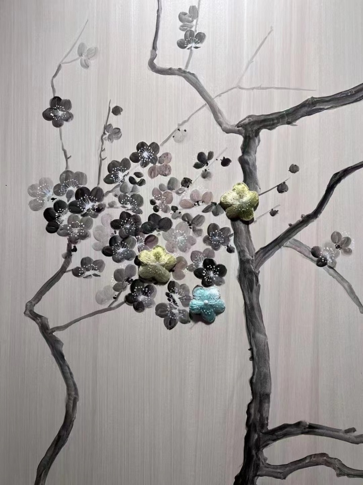 现代空间墙布整体效果图