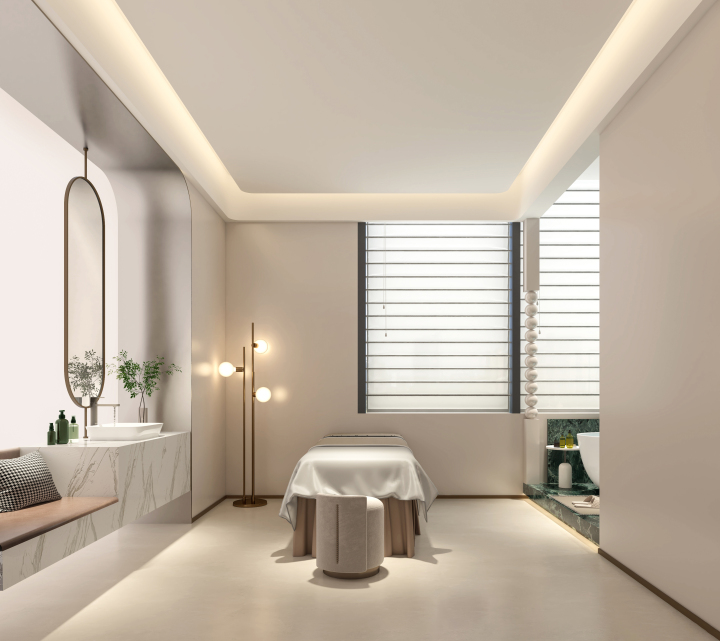 专业美容师正在操作高科技美肤仪器