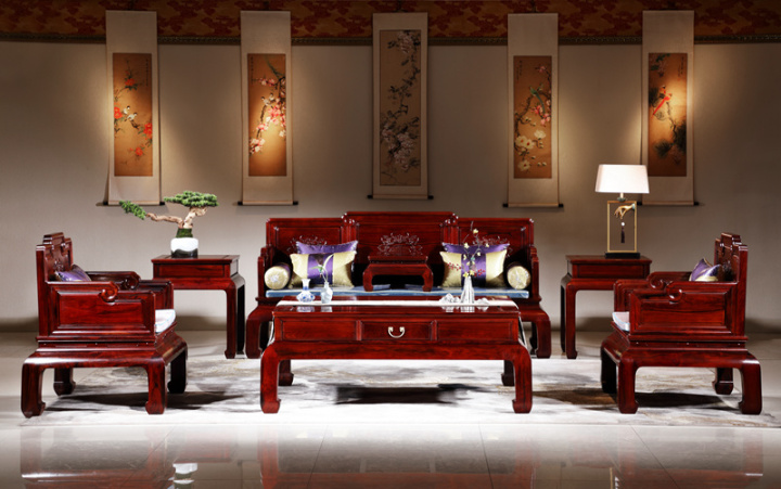 中式空间中的红酸枝家具陈设效果