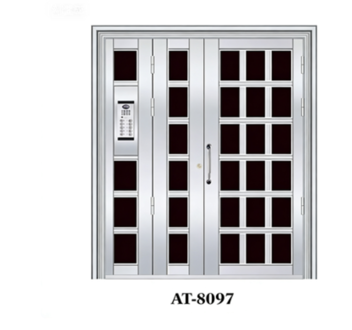 成品不锈钢楼宇门安装实景