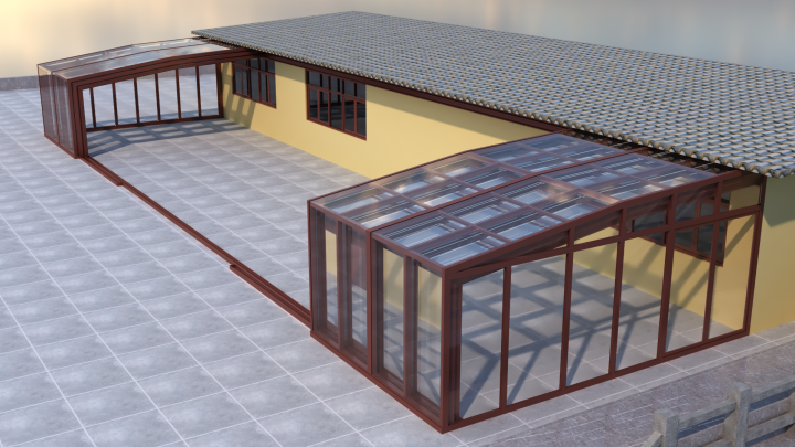 露台移动阳光房结构细节展示