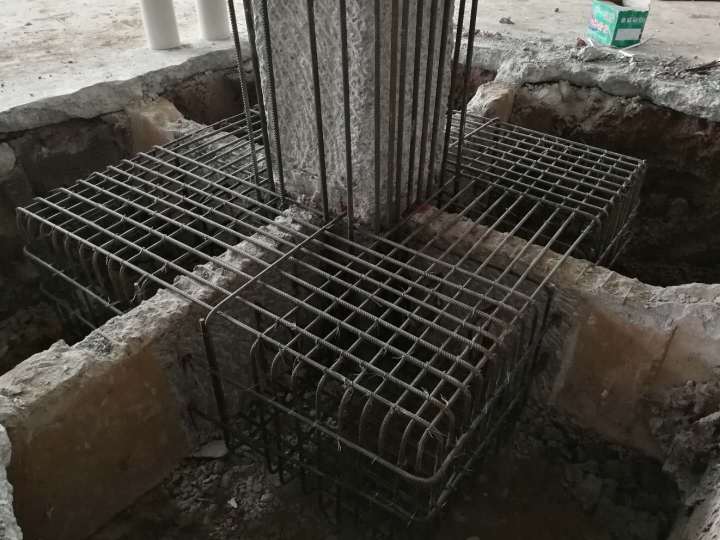 梁柱加大截面加固工艺展示