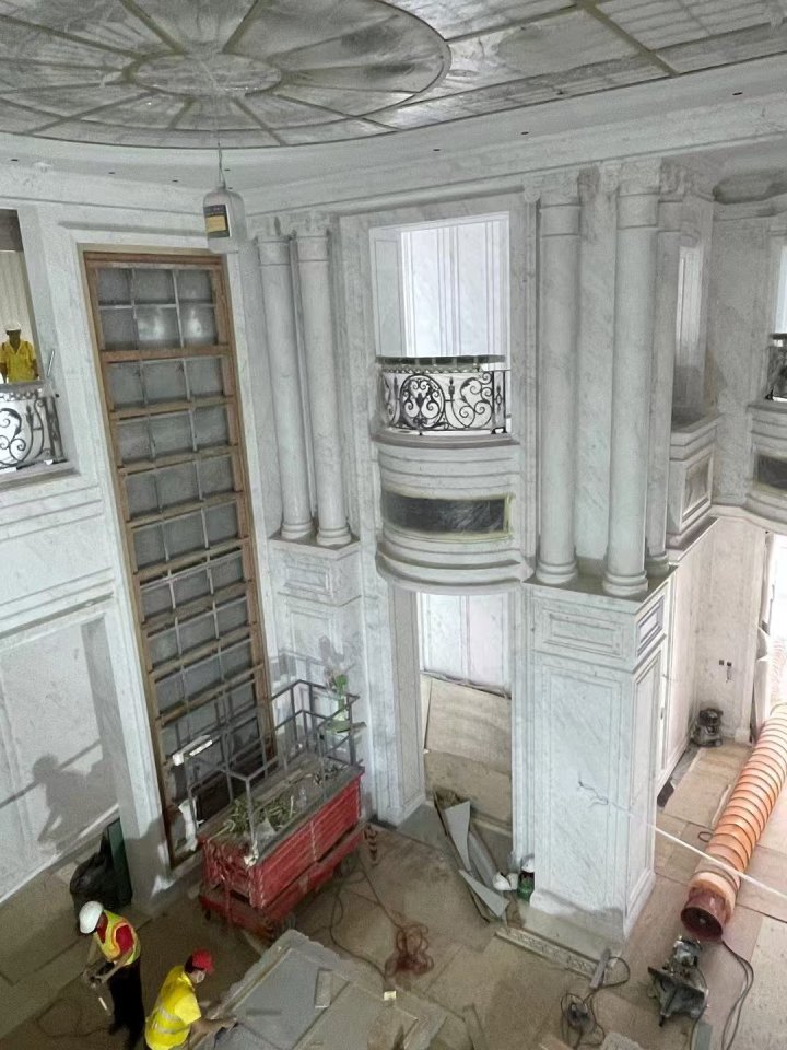 别墅大理石楼梯踏步效果图