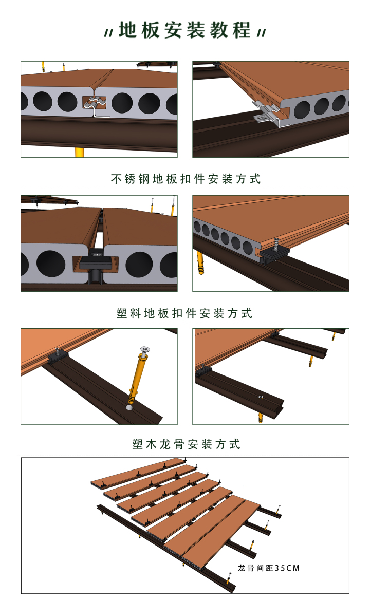 塑木围栏细节与结构展示