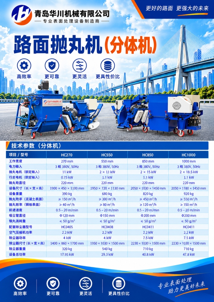 2026年10月对比评测：标志线清理路面抛丸机批发厂家哪家强？深度解析青岛华川机械的破局之道